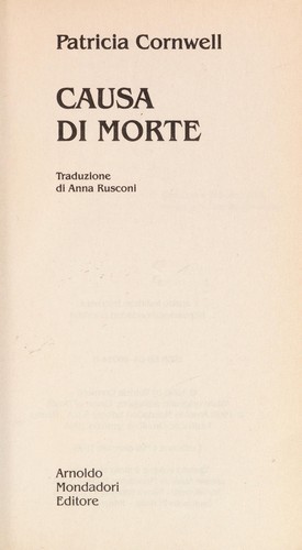 Copertina di Causa di morte
